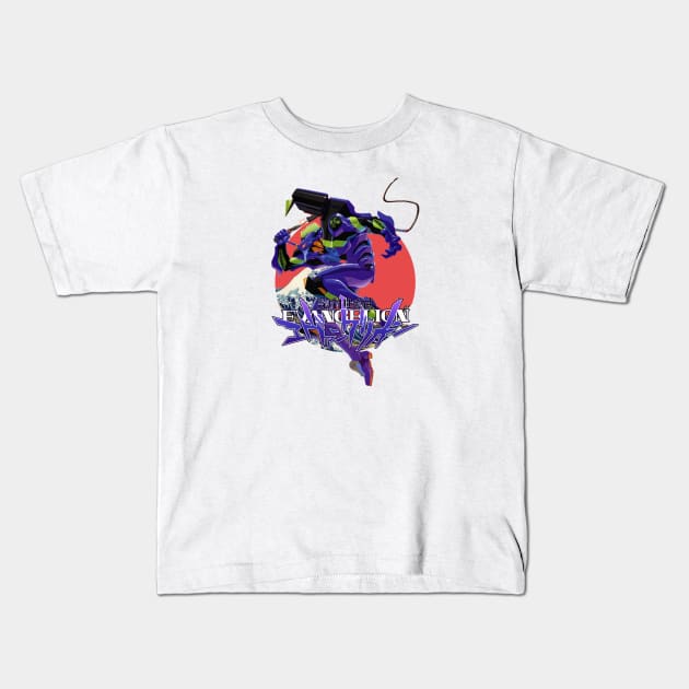 Eva 01 the greatwave Kids T-Shirt by mrcatguys